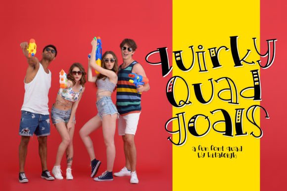 Quirky Quad Goals: The Playful Typeface for Bold Campaigns